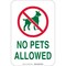 Brady No Pets Allowed, 12" W x 18" H, Rectangle, Aluminum, 115211 115211 - alternate 1